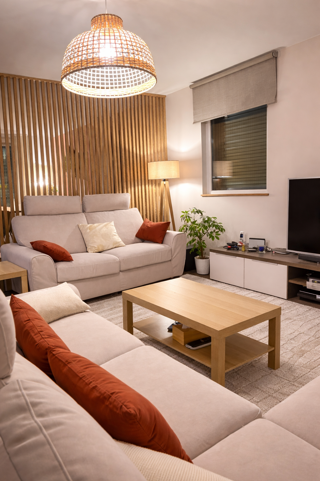 Décoratrice d'intérieur à Mulhouse - salon moderne le soir