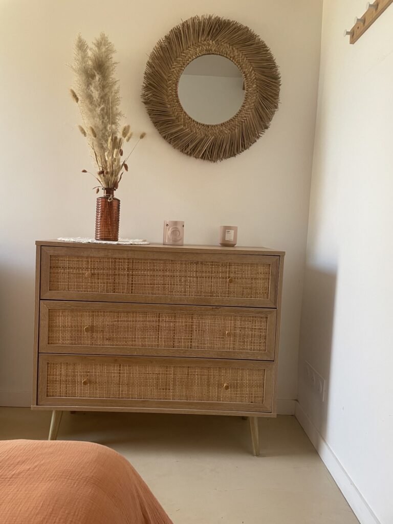 - commode et miroir en rotin